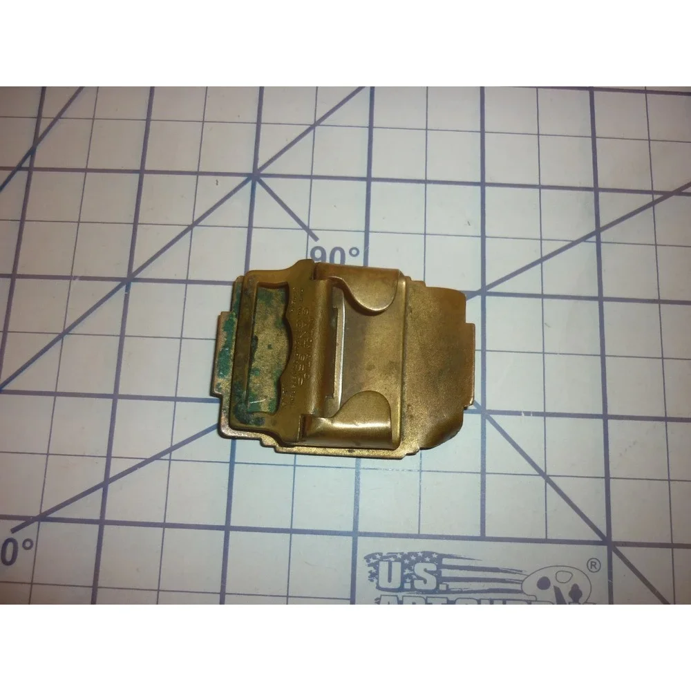 Antique 1920s Art Deco Brass Belt Buckle Giant Grip High School Letter L Enamel